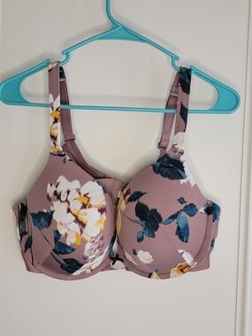 Floral Underwire Boost Plunge Bra in Mauve Pink NWOT